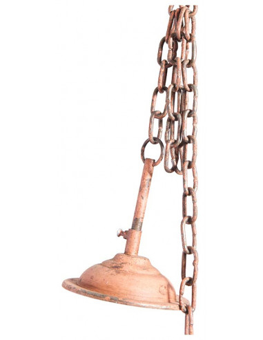 Lustre pendente industrial não eletrificado W29xDP29xH35 cm em ferro com acabamento laranja antigo Lustre pendente industrial não eletrificado W29xDP29xH35 cm em ferro com acabamento laranja antigo