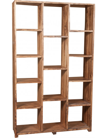 Libreria in legno massello di tiglio finitura naturale 121x36x200 cm