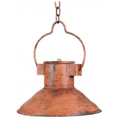 Lampadario Industrial a sospensione non elettrificato L23xPR23xH14 cm in ferro finitura bianca anticata