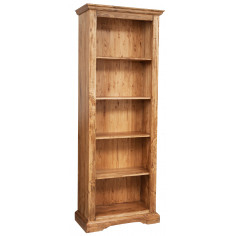 Libreria Country in legno massello di tiglio finitura naturale 79x38x211 cm