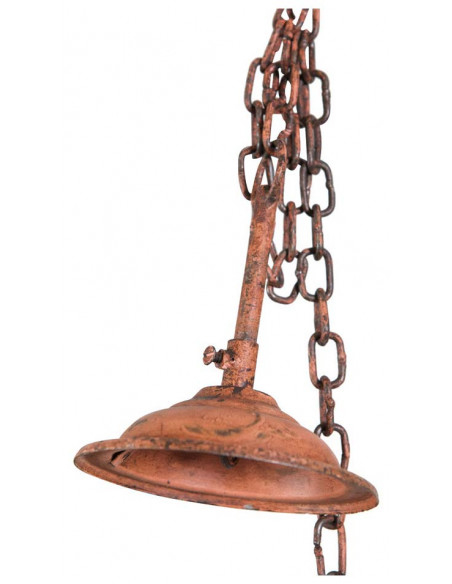 Lustre suspenso industrial não eletrificado W23xDP23xH14 cm em ferro, acabamento branco antigo