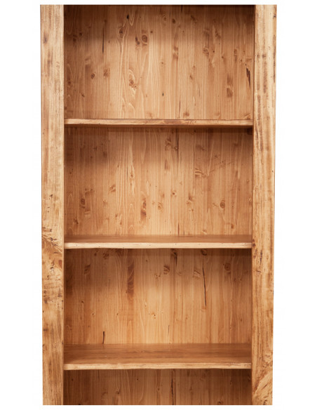 Libreria Country in legno massello di tiglio finitura naturale 79x38x211 cm