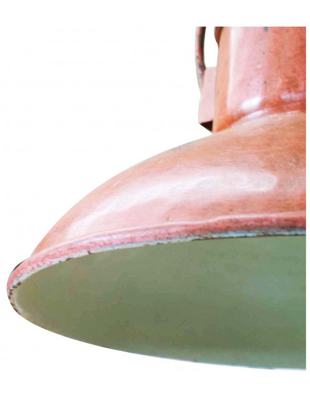 Lustre suspenso industrial não eletrificado W23xDP23xH14 cm em ferro, acabamento branco antigo