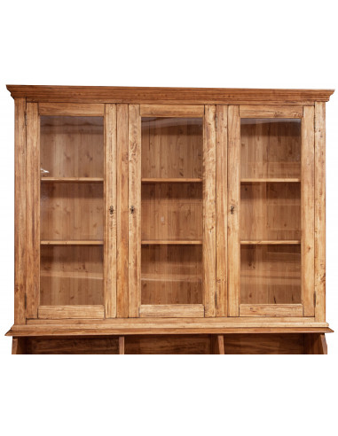 Libreria  Country in legno massello di tiglio finitura naturale 172x50x226 cm Libreria  Country in legno massello di tiglio finitura naturale 172x50x226 cm