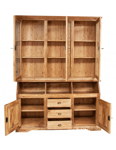 Libreria  Country in legno massello di tiglio finitura naturale 172x50x226 cm Libreria  Country in legno massello di tiglio finitura naturale 172x50x226 cm