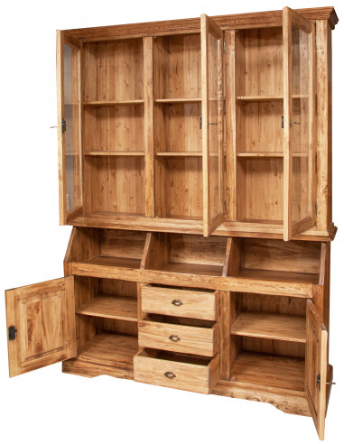 Libreria  Country in legno massello di tiglio finitura naturale 172x50x226 cm Libreria  Country in legno massello di tiglio finitura naturale 172x50x226 cm