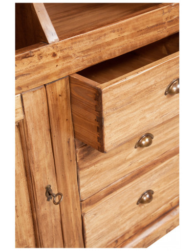 Libreria  Country in legno massello di tiglio finitura naturale 172x50x226 cm Libreria  Country in legno massello di tiglio finitura naturale 172x50x226 cm