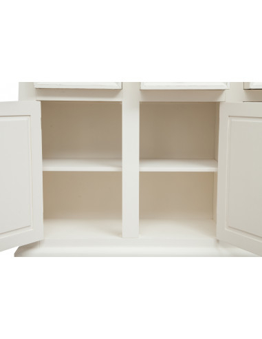 Credenza in legno massello di tiglio struttura bianca anticata piano naturale: foto vista piani interni - Biscottini.it Credenza in legno massello di tiglio struttura bianca anticata piano naturale: foto vista piani interni - Biscottini.it