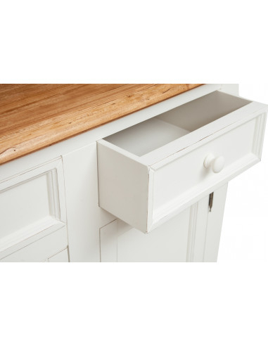 Credenza in legno massello di tiglio struttura bianca anticata piano naturale:foto vista incastri a coda di rondine - Biscottini Credenza in legno massello di tiglio struttura bianca anticata piano naturale:foto vista incastri a coda di rondine - Biscottini