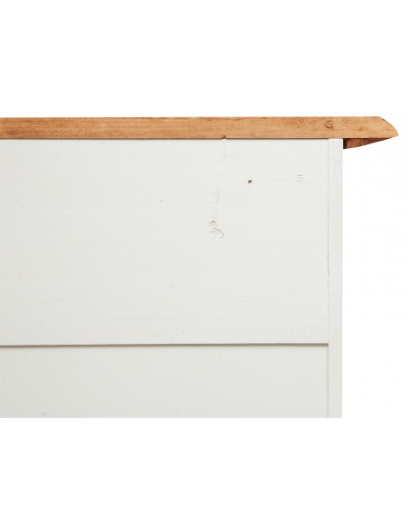 Credenza in legno massello di tiglio struttura bianca anticata piano naturale: foto particolare del retro- Biscottini.it