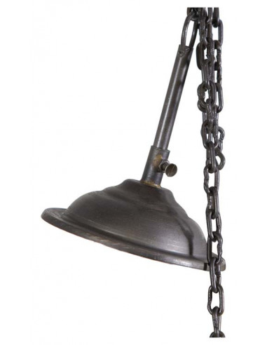 Lampadario Industrial a sospensione non elettrificato L49xPR49xH31 cm in ferro finitura nera anticata Lampadario Industrial a sospensione non elettrificato L49xPR49xH31 cm in ferro finitura nera anticata