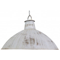 Lampadario Industrial a sospensione non elettrificato L49xPR49xH31 cm in ferro finitura bianca anticata