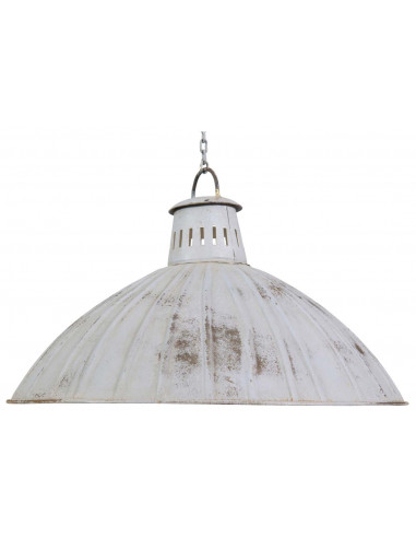 Lampadario Industrial a sospensione non elettrificato L49xPR49xH31 cm in ferro finitura bianca anticata