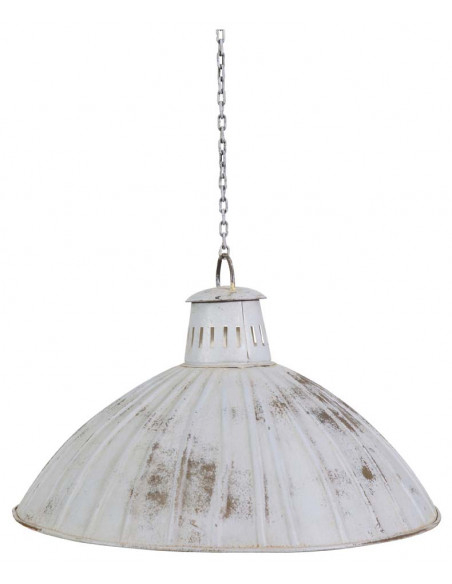 Lampadario Industrial a sospensione non elettrificato L49xPR49xH31 cm in ferro finitura bianca anticata