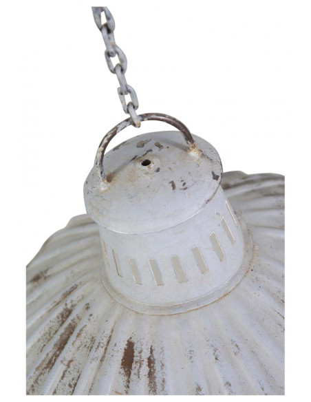 Lampadario Industrial a sospensione non elettrificato L49xPR49xH31 cm in ferro finitura bianca anticata