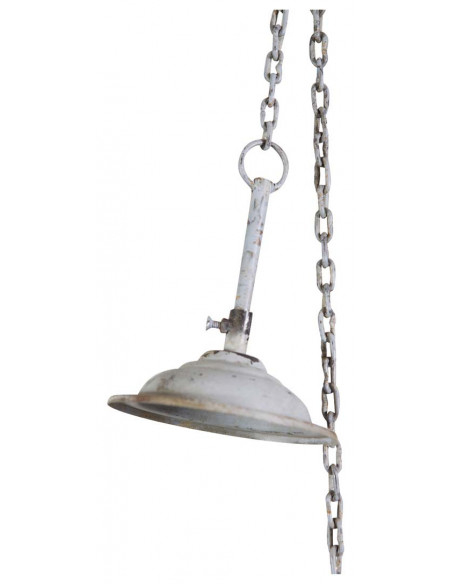 Lampadario Industrial a sospensione non elettrificato L49xPR49xH31 cm in ferro finitura bianca anticata