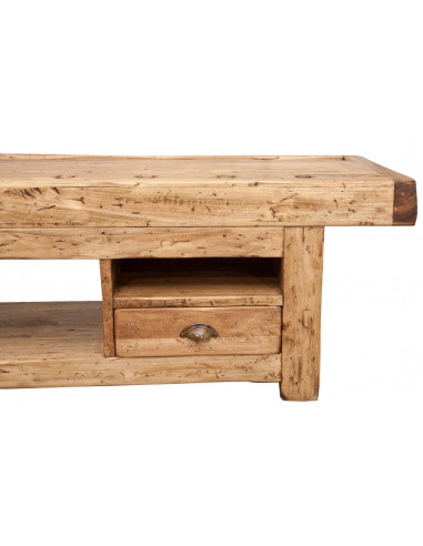 Porta TV in legno massello: foto particolare angolo con cassetto- Biscottini.it Porta TV in legno massello: foto particolare angolo con cassetto- Biscottini.it