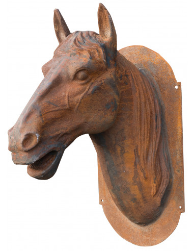 Cabeça de cavalo montada na parede em ferro fundido: foto vista lateral - Biscottini.it Cabeça de cavalo montada na parede em ferro fundido: foto vista lateral - Biscottini.it