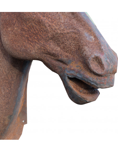 Testa di cavallo da parete in fusione di ghisa: foto particolare bocca e naso - Biscottini.it