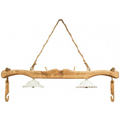 Giogo lampadario in legno massello di tiglio: foro veduta frontale  -Biscottini.it 2