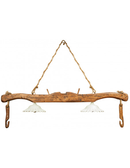 Giogo lampadario in legno massello di tiglio finitura naturale L161xPR30xH41 cm - Biscottini.it