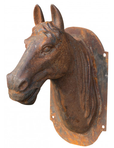 Cabeça de cavalo montada na parede em ferro fundido: foto vista lateral - Biscottini.it Cabeça de cavalo montada na parede em ferro fundido: foto vista lateral - Biscottini.it