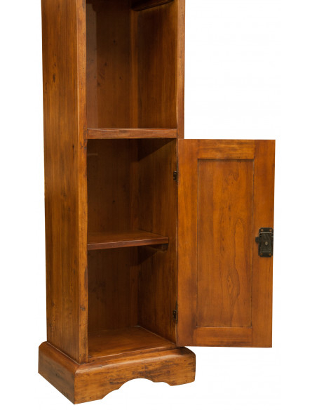 Piccola libreria in legno massello di tiglio: foto particolare interno vano con anta - Biscottini.it