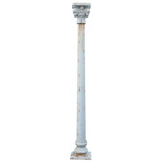 Colonna in fusione di ghisa con capitello finitura bianca anticata 36x36x260 cm