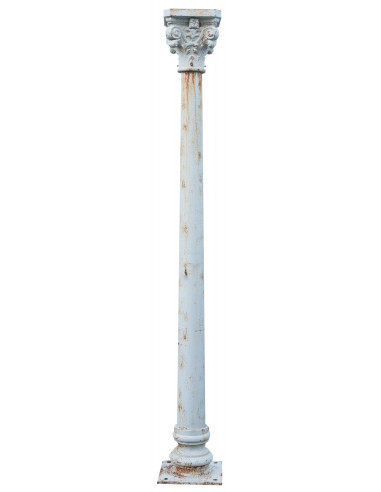 Colonna in fusione di ghisa con capitello finitura bianca anticata 36x36x260 cm