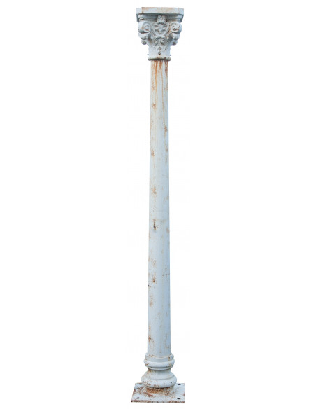 Colonna in fusione di ghisa con capitello finitura bianca anticata 36x36x260 cm