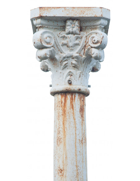 Colonna in fusione di ghisa con capitello finitura bianca anticata 36x36x260 cm