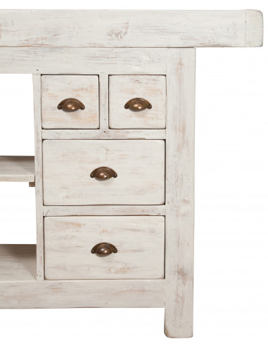 Country Workbench em madeira maciça azulejo terminar branco antigo: foto especial com gavetas - Biscottini.it Country Workbench em madeira maciça azulejo terminar branco antigo: foto especial com gavetas - Biscottini.it