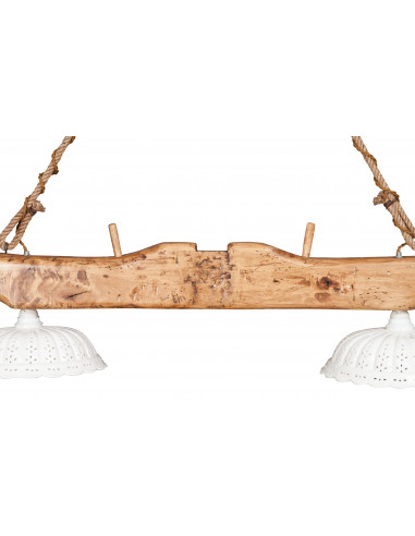 Lustre jugo em madeira maciça de limão, acabamento natural: foto vista central com abajures de cerâmica - Biscottini.it Lustre jugo em madeira maciça de limão, acabamento natural: foto vista central com abajures de cerâmica - Biscottini.it