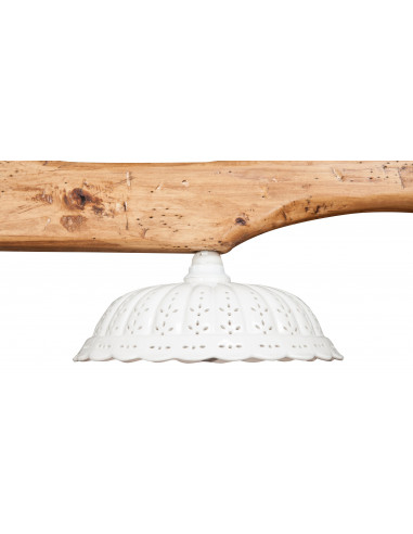 Lustre Yoke em madeira maciça de limão, acabamento natural: foto vista com abajur de cerâmica - Biscottini.it Lustre Yoke em madeira maciça de limão, acabamento natural: foto vista com abajur de cerâmica - Biscottini.it