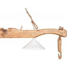 Giogo lampadario in legno massello di tiglio finitura naturale L161xPR30xH41 cm - Biscottini.it 2