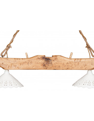 Lustre jugo em madeira maciça de limão, acabamento natural: foto vista central com abajures - Biscottini.it Lustre jugo em madeira maciça de limão, acabamento natural: foto vista central com abajures - Biscottini.it