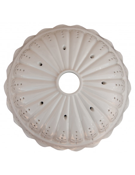 Piatto paralume in ceramica bianca traforata: foto paralume dall'alto - Biscottini.it