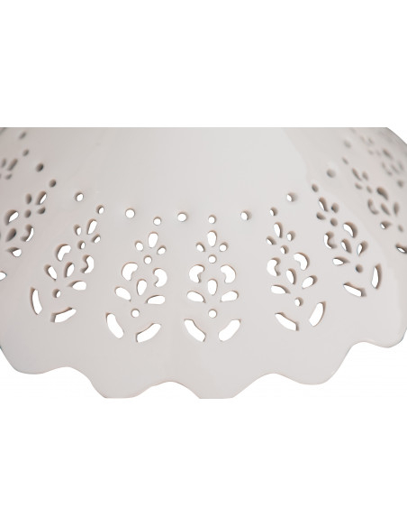 Piatto paralume in ceramica bianca traforata: foto particolare ceramica traforata -Biscottini.it