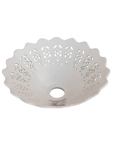 Piatto paralume in ceramica bianca traforata: foto interno paralume -Biscottini.it Piatto paralume in ceramica bianca traforata: foto interno paralume -Biscottini.it
