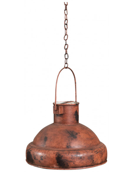 Lampadario Industrial a sospensione non elettrificato L33xPR33xH24 cm in ferro finitura arancio anticata