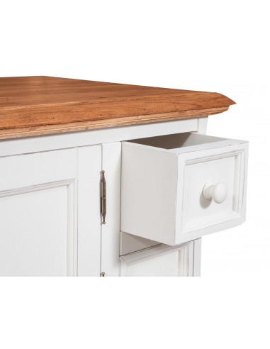 Mobile porta tv  in legno massello di tiglio struttura bianca anticata piano finitura naturale 150x51x56 cm -Biscottini.it Mobile porta tv  in legno massello di tiglio struttura bianca anticata piano finitura naturale 150x51x56 cm -Biscottini.it