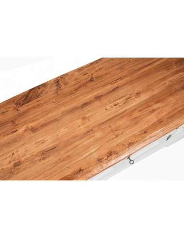 Móvel de TV em madeira maciça de cal com estrutura branca antiga e tampo com acabamento natural 150x51x56 cm -Biscottini.it Móvel de TV em madeira maciça de cal com estrutura branca antiga e tampo com acabamento natural 150x51x56 cm -Biscottini.it