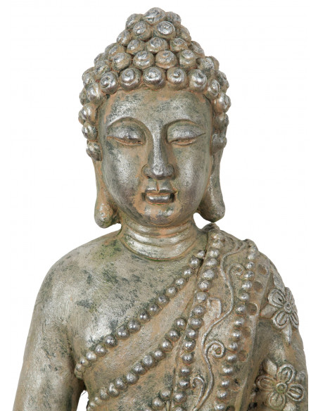 Statua di Buddha in resina finitura oro anticato: foto vista frontale -Biscottini.it