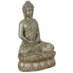 Statua di Buddha in resina finitura oro anticato L36xPR29xH60 cm -Biscottini.it