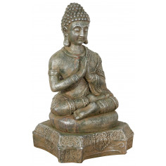 Statua di Buddha in resina finitura oro anticato L43xPR36xH70 cm -Biscottini.it