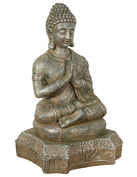 Statua di Buddha in resina finitura oro anticato L43xPR36xH70 cm -Biscottini.it