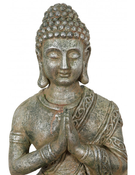 Statua di Buddha in resina finitura oro anticato: foto particolare superiore -Biscottini.it