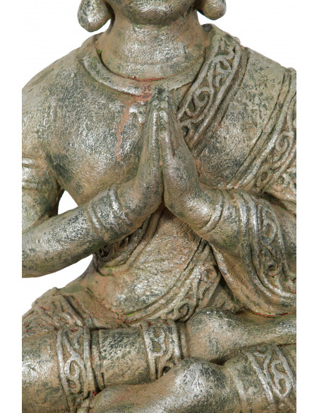 Statua di Buddha in resina finitura oro anticato: foto particolare centrale -Biscottini.it