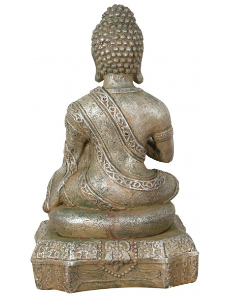 Statua di Buddha in resina finitura oro anticato: foto vista retro -Biscottini.it