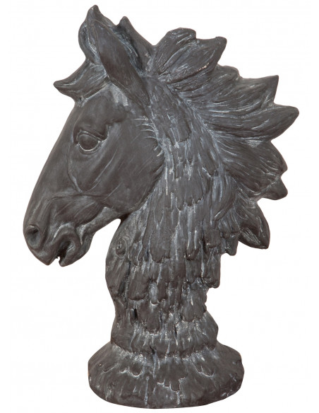 Testa di cavallo in resina finitura anticata: foto vista laterale - Biscottini.it